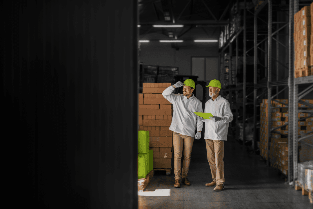 Image of two men in a warehouse