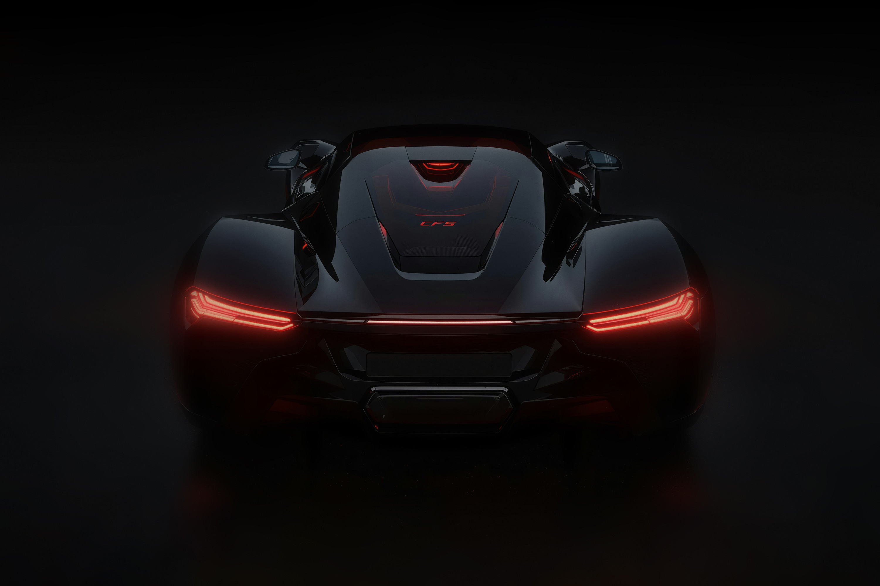 Modern concept car stands in the driveway