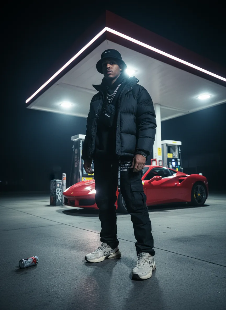 scene4-ai product photography-sneakers campaign creation-featuring black model