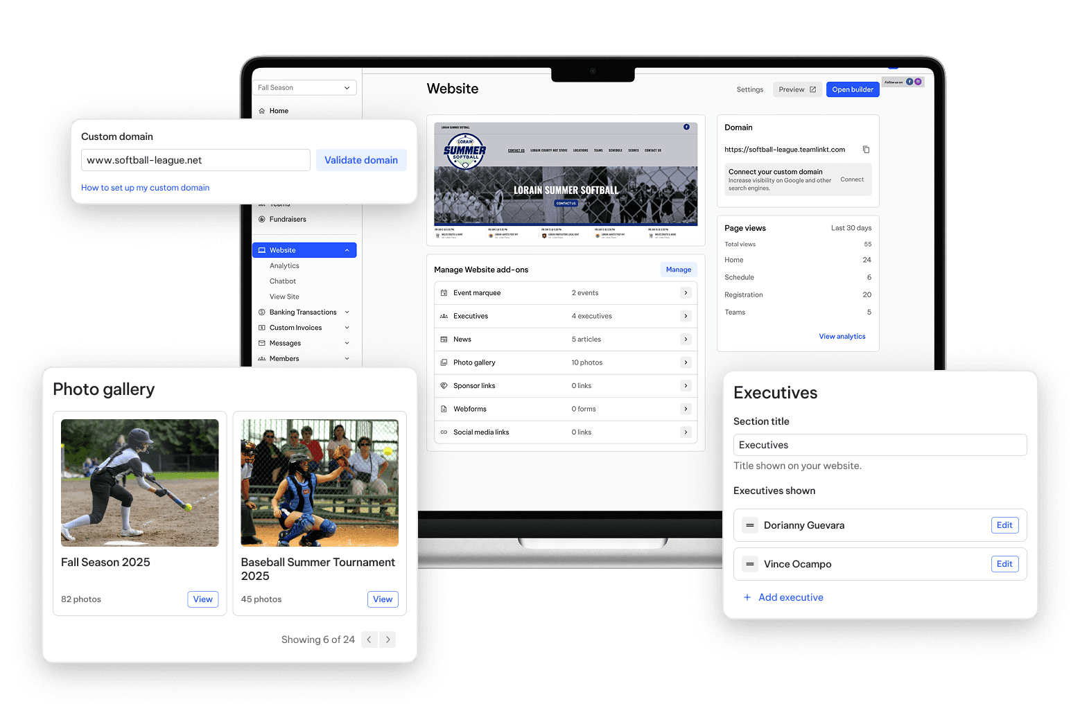 TeamLinkt's Softball Website Builder for Footbal Leagues