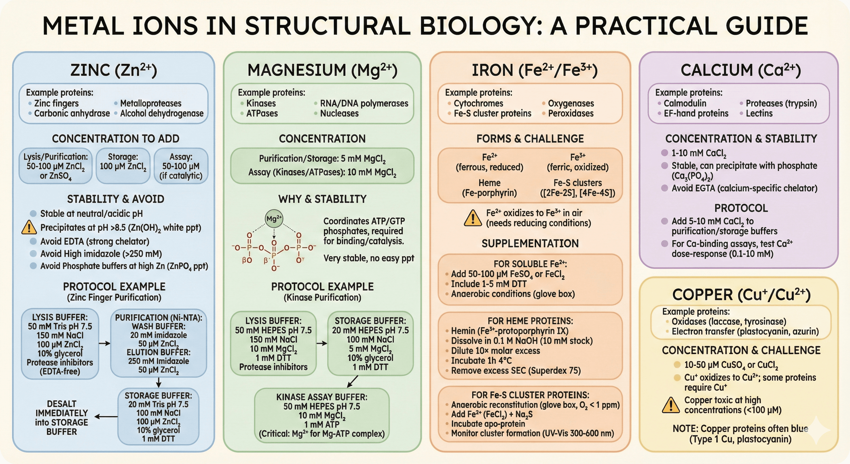 Diagram Showcasing Metal Ions Used in Structural Biology as Cofactors