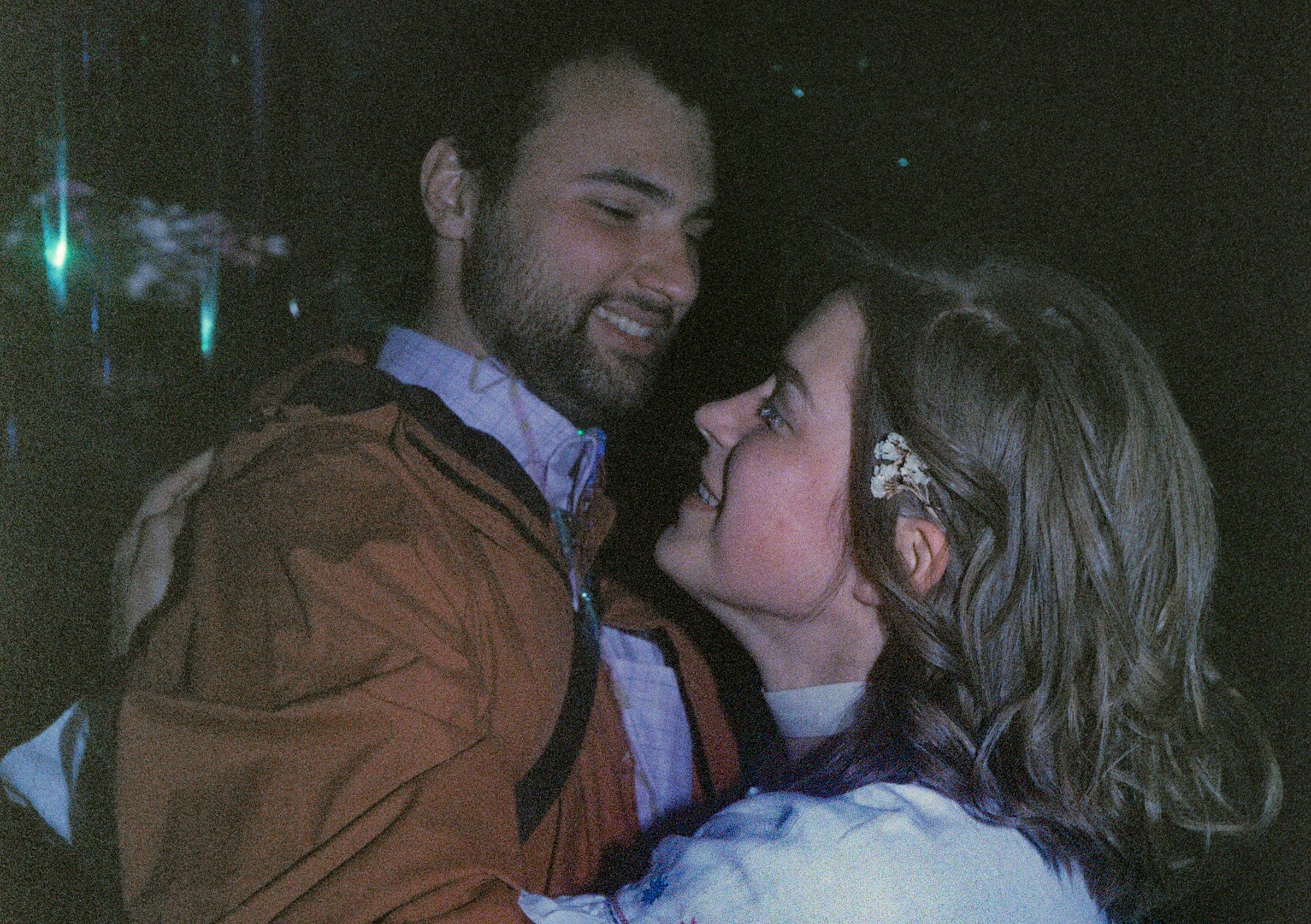 Close-up of a couple hugging