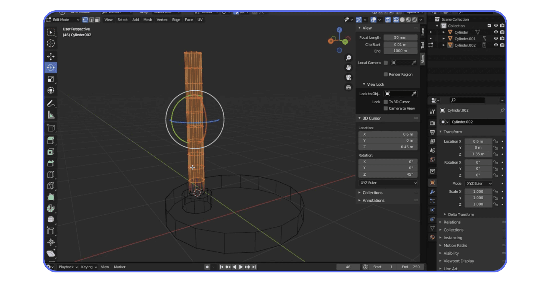 Object rotated around the 3D Cursor pivot in Blender viewport
