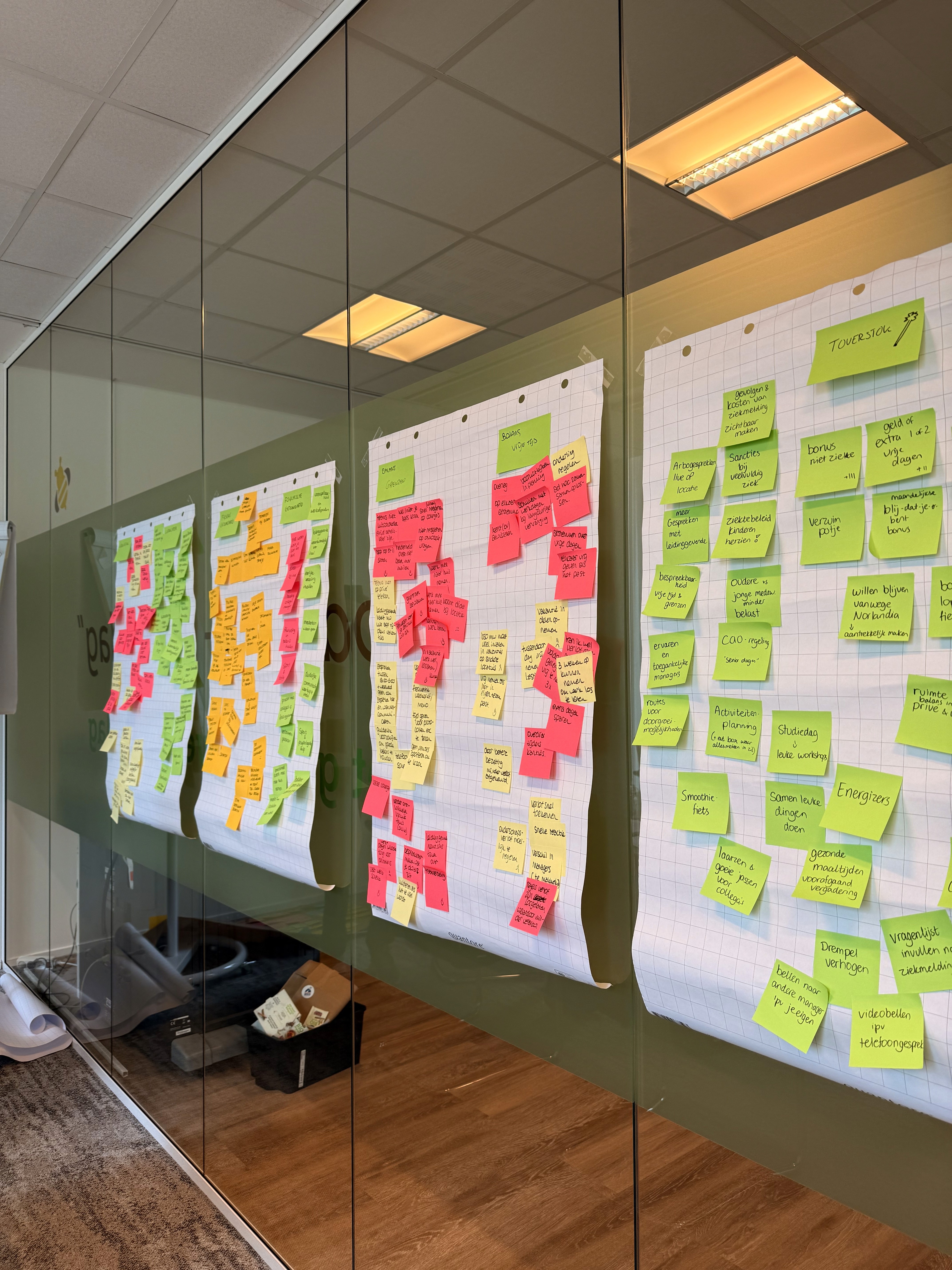 verschillende post its op een muur