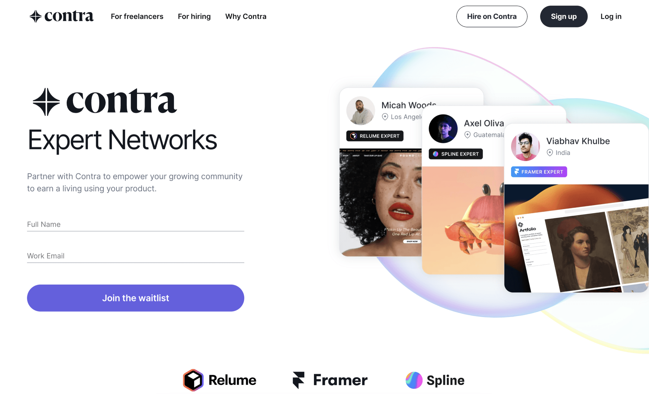 screenshot of contra expect networks page