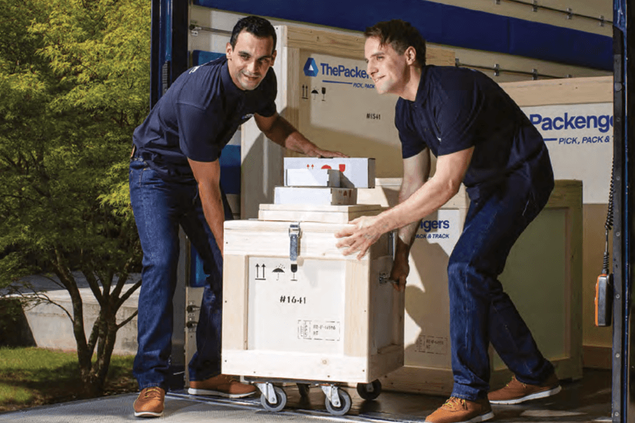 Delivery guys dropping-off packages