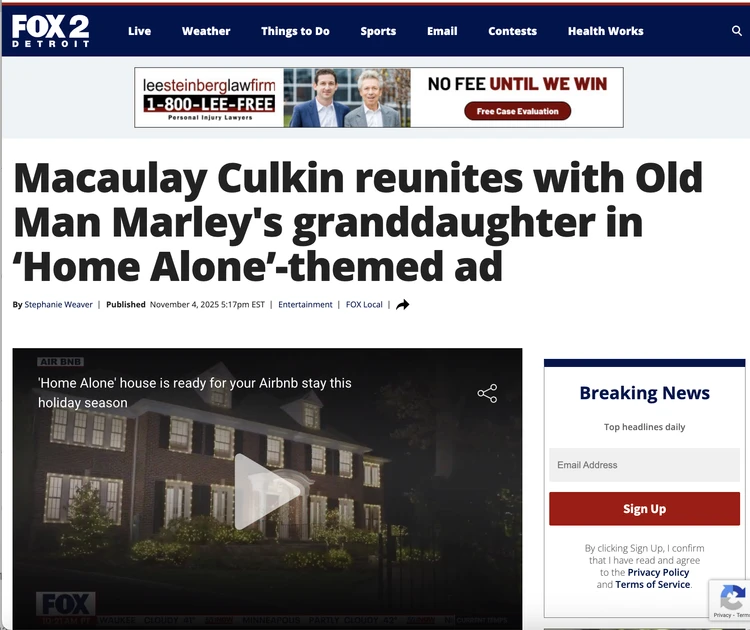 screenshot from a news website Fox2
