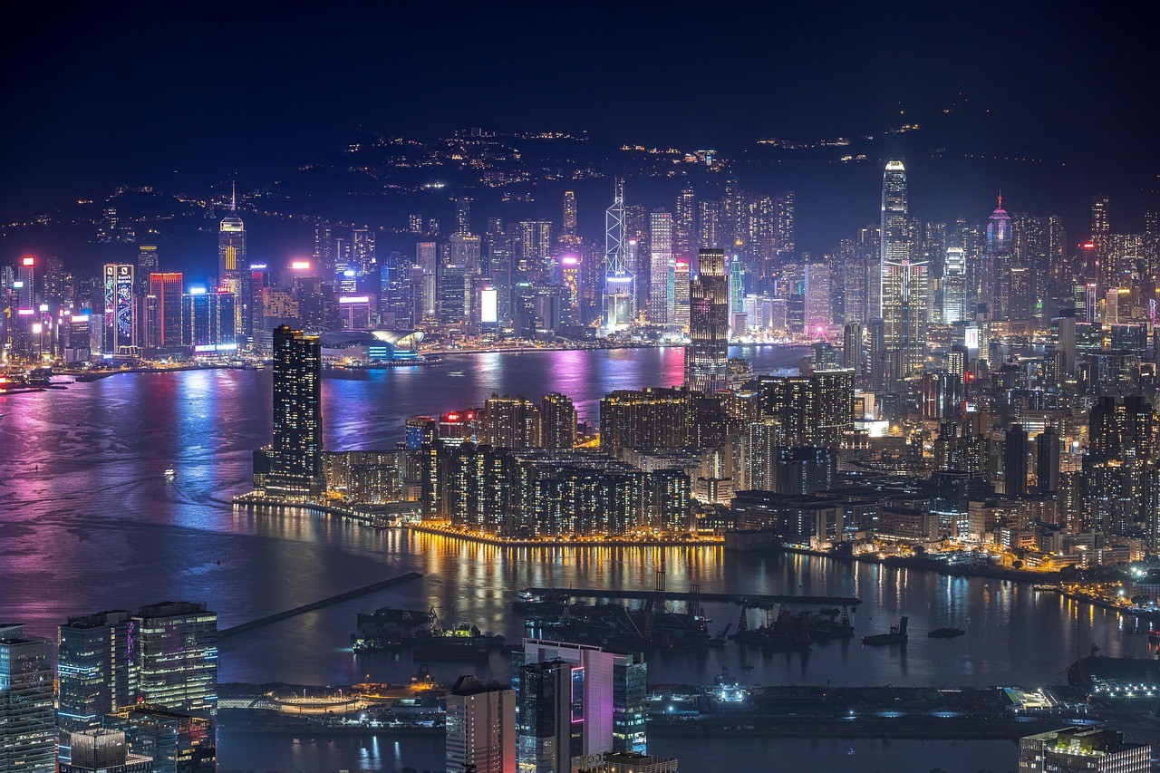 hong kong skyline at night