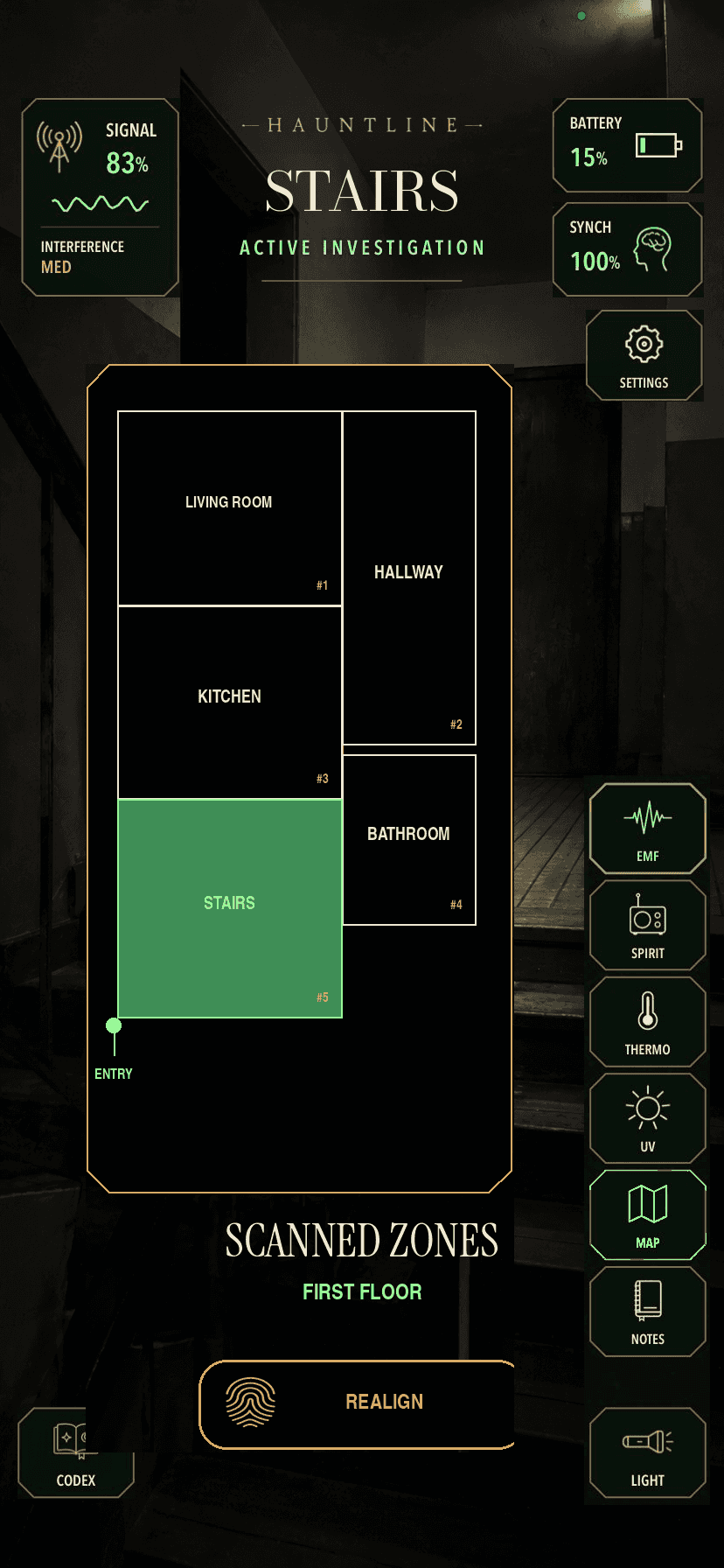 Vertical Hauntline Scanned Zones minimap screen