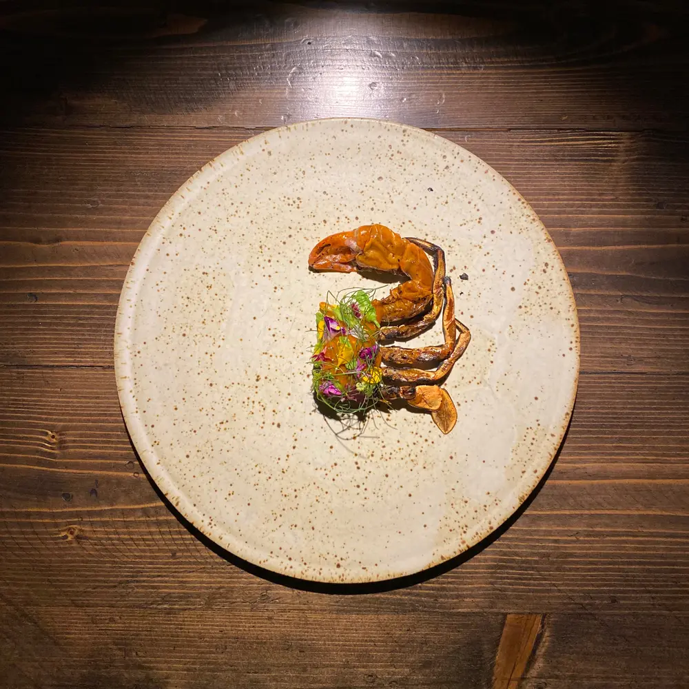 Softshell Crab, Fennel, Passionfruit, Cowslip Creeper