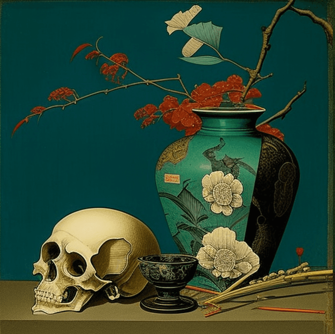 Close-up of a yellow tennis ball sitting on a green court, positioned near the white center line.