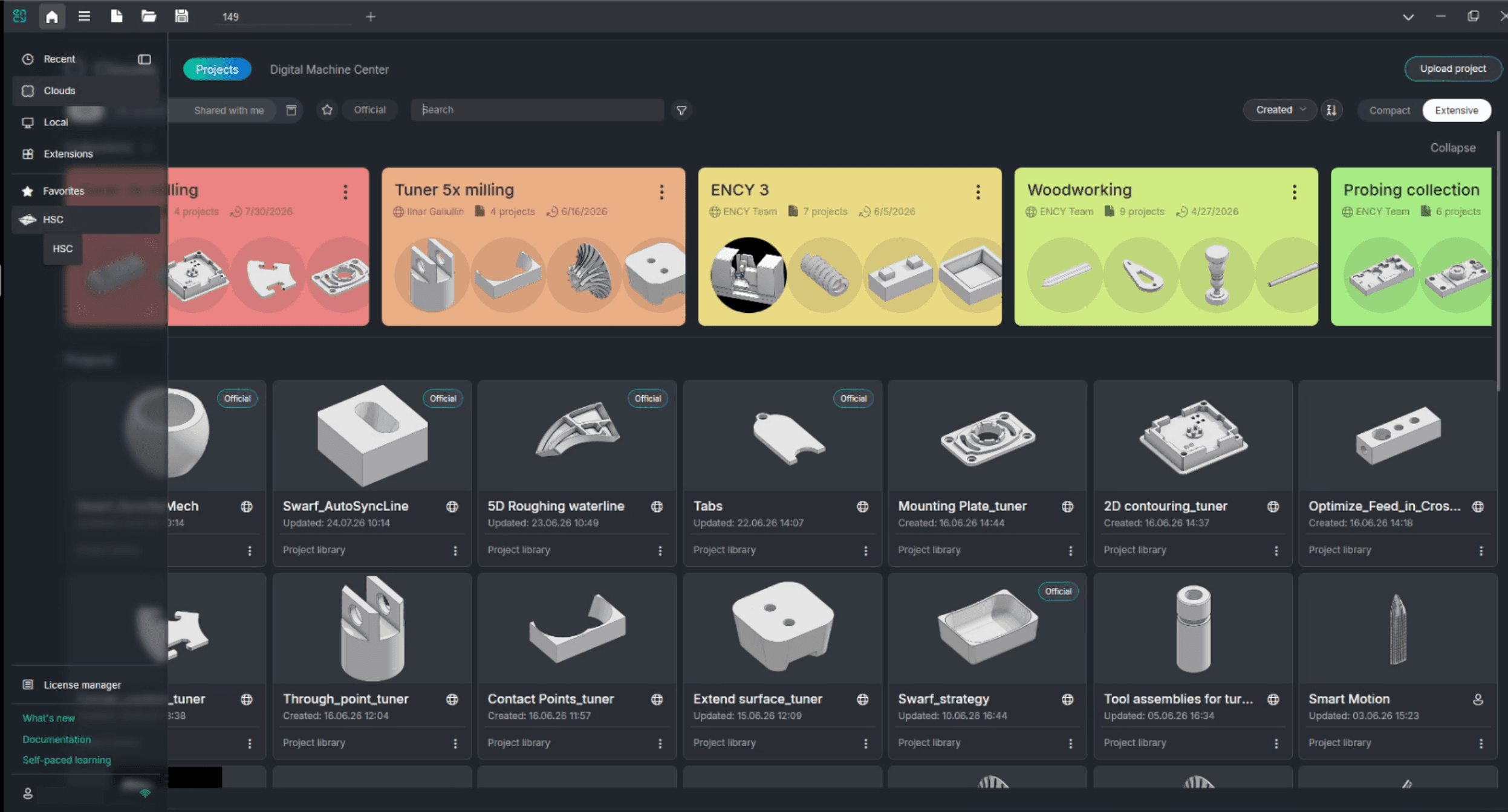 Nouvelle page d’accueil d’ENCY 3.0 avec les collections de projets et le menu de navigation.