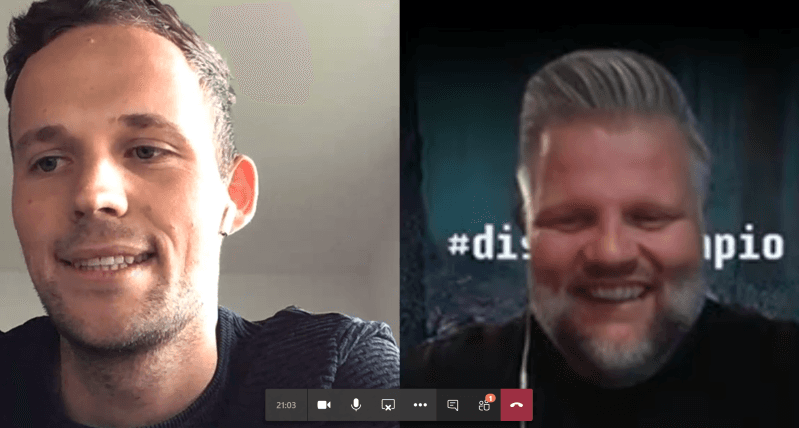 Two people in a Teams video call