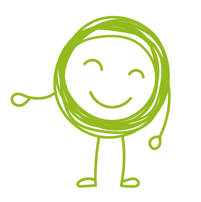 Green welcoming character