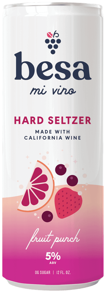 Can of besa's Fruit Punch Hard Seltzer and fresh fruits.