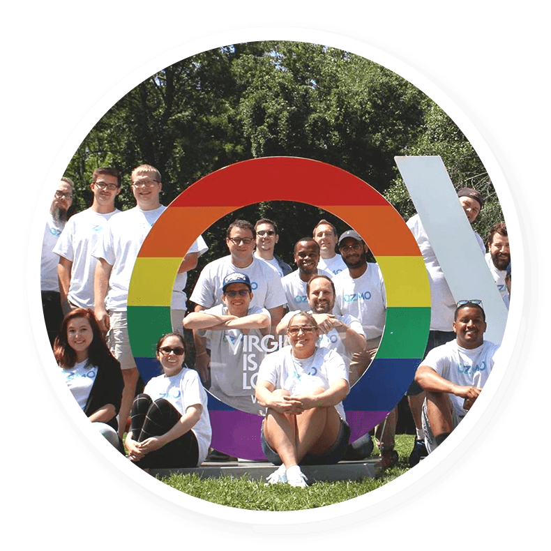 Ozmo employees at a pride event