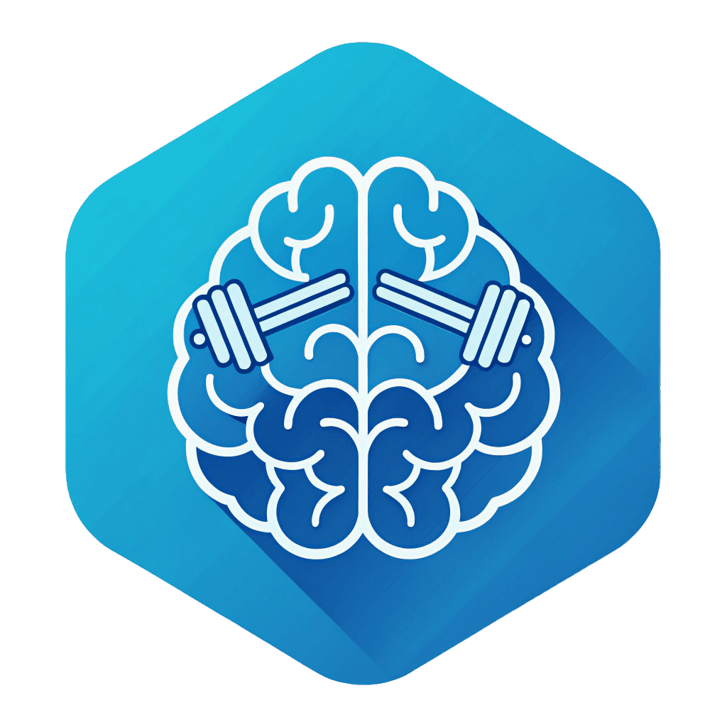 hive structure blue icon with brain inside icon