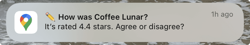Google Maps push notification review request