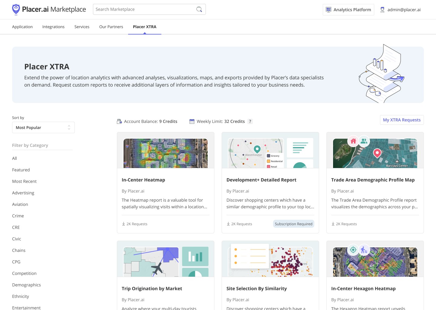 The new XTRA catalog inside the Marketplace