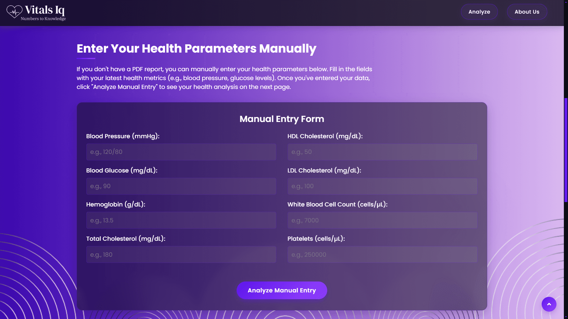 Manual Parameter Entry