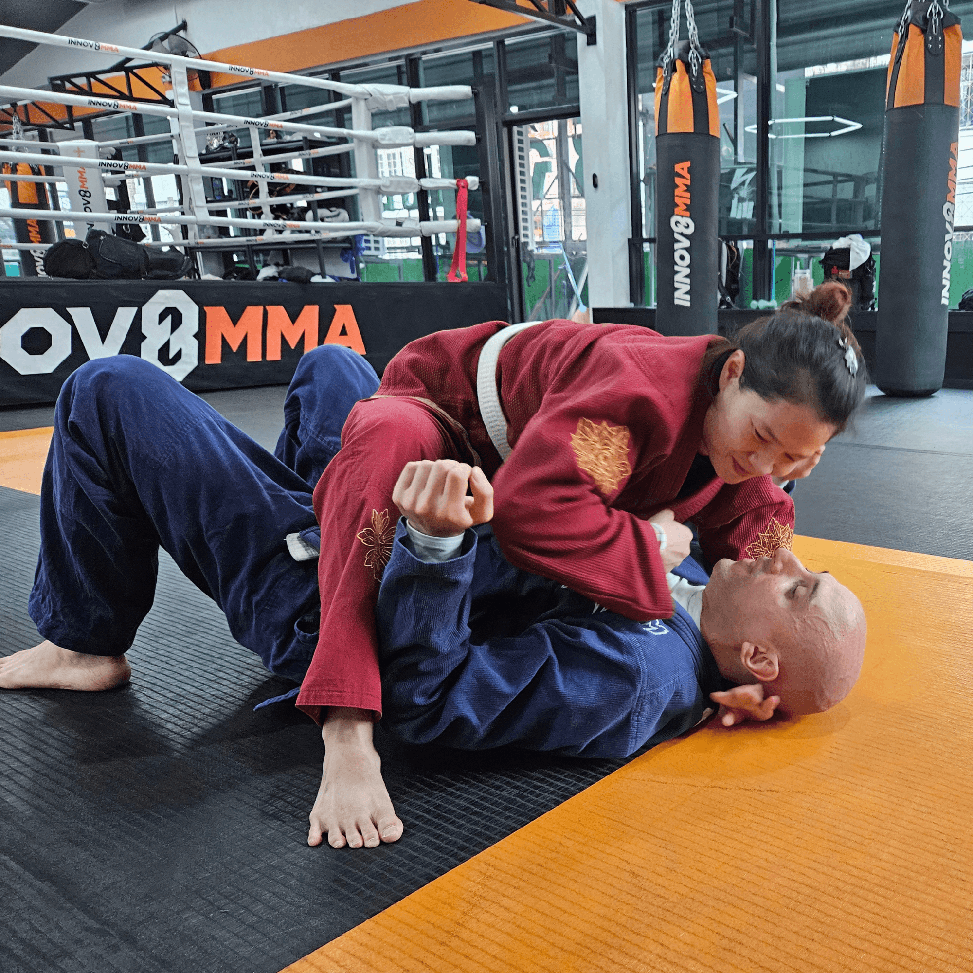 BJJ students training