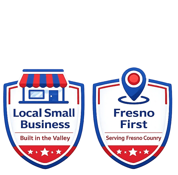 Locally owned Fresno medical transportation company badge.