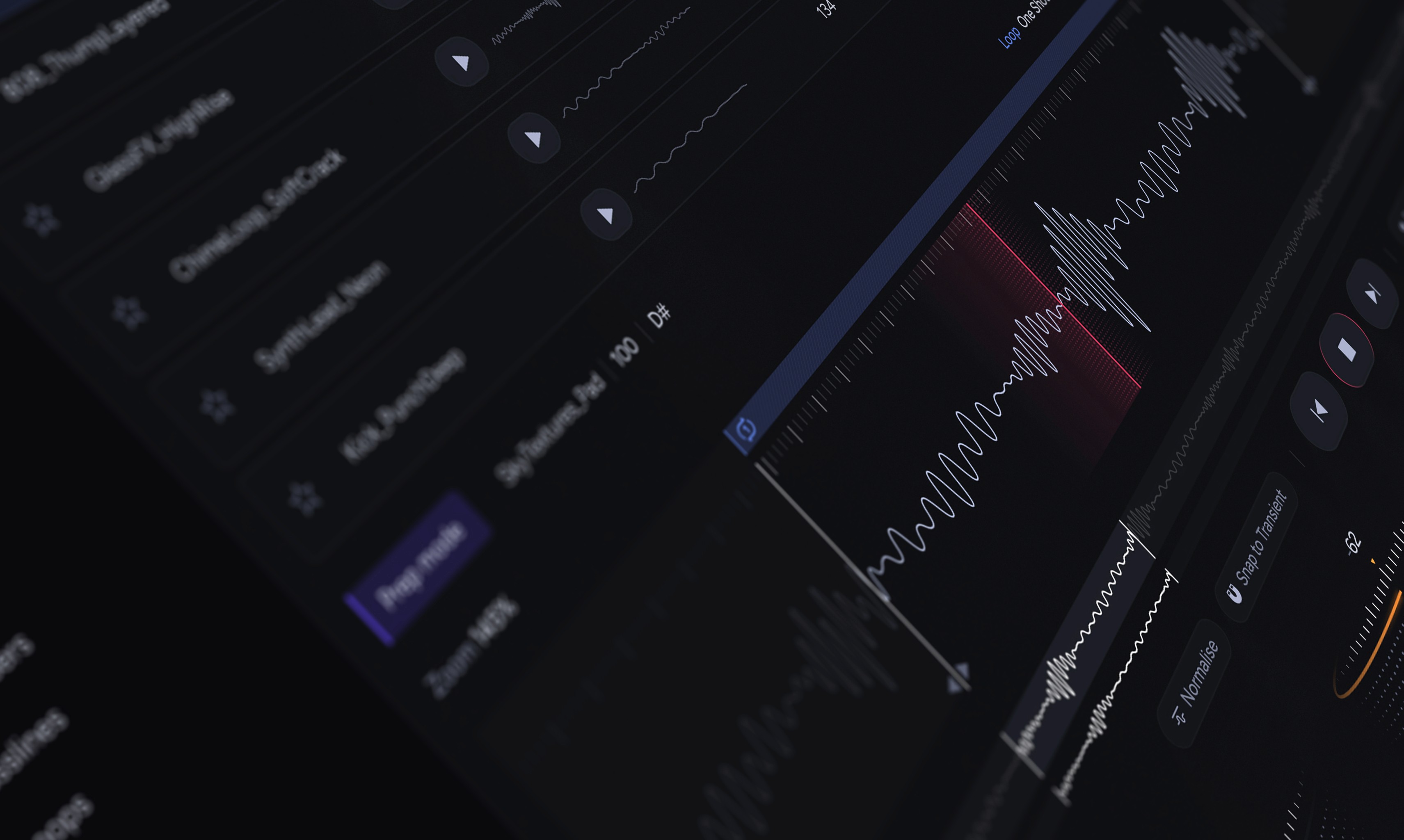 Waveline UI closeup angle