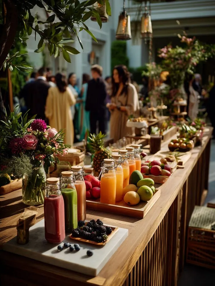 Plusieurs jus sur un bar