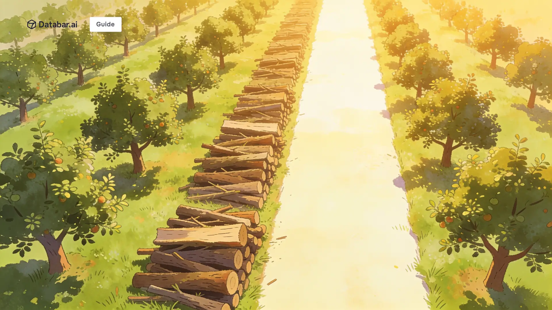 The cost of deleting catch-all emails, illustrated as an orchard where one whole row has been felled while healthy trees stand either side
