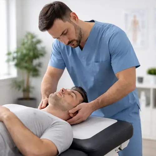 Provider performing a gentle cervical chiropractic adjustment for neck pain relief