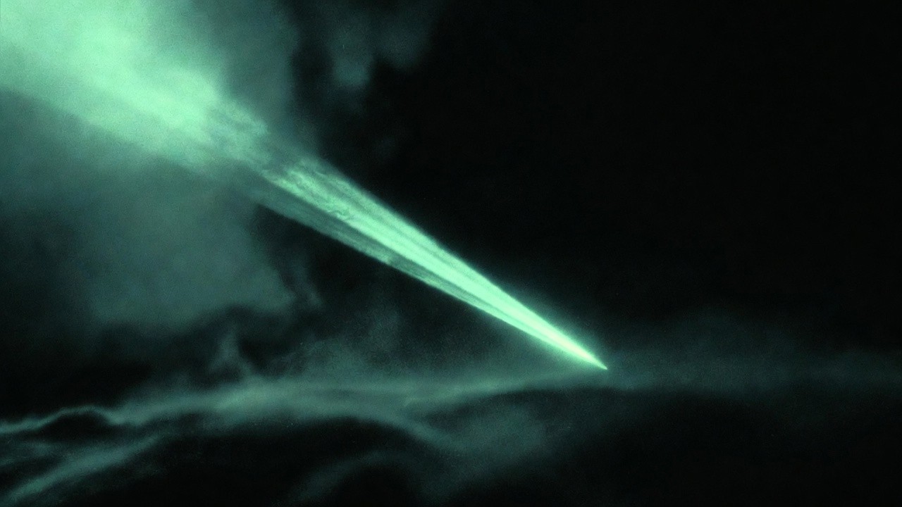 diagonal beam of glowing neon