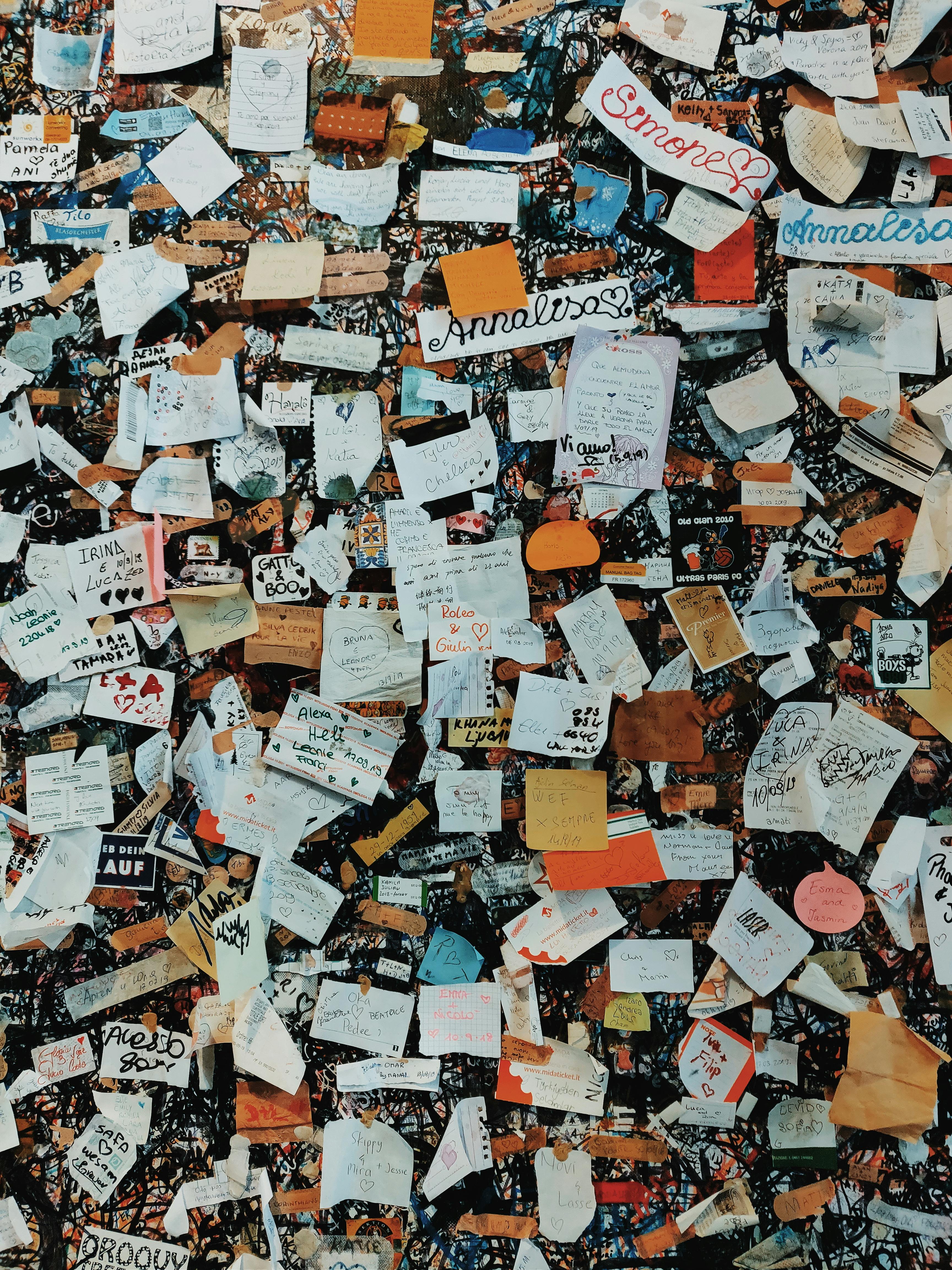 Bunch of stickers on wall