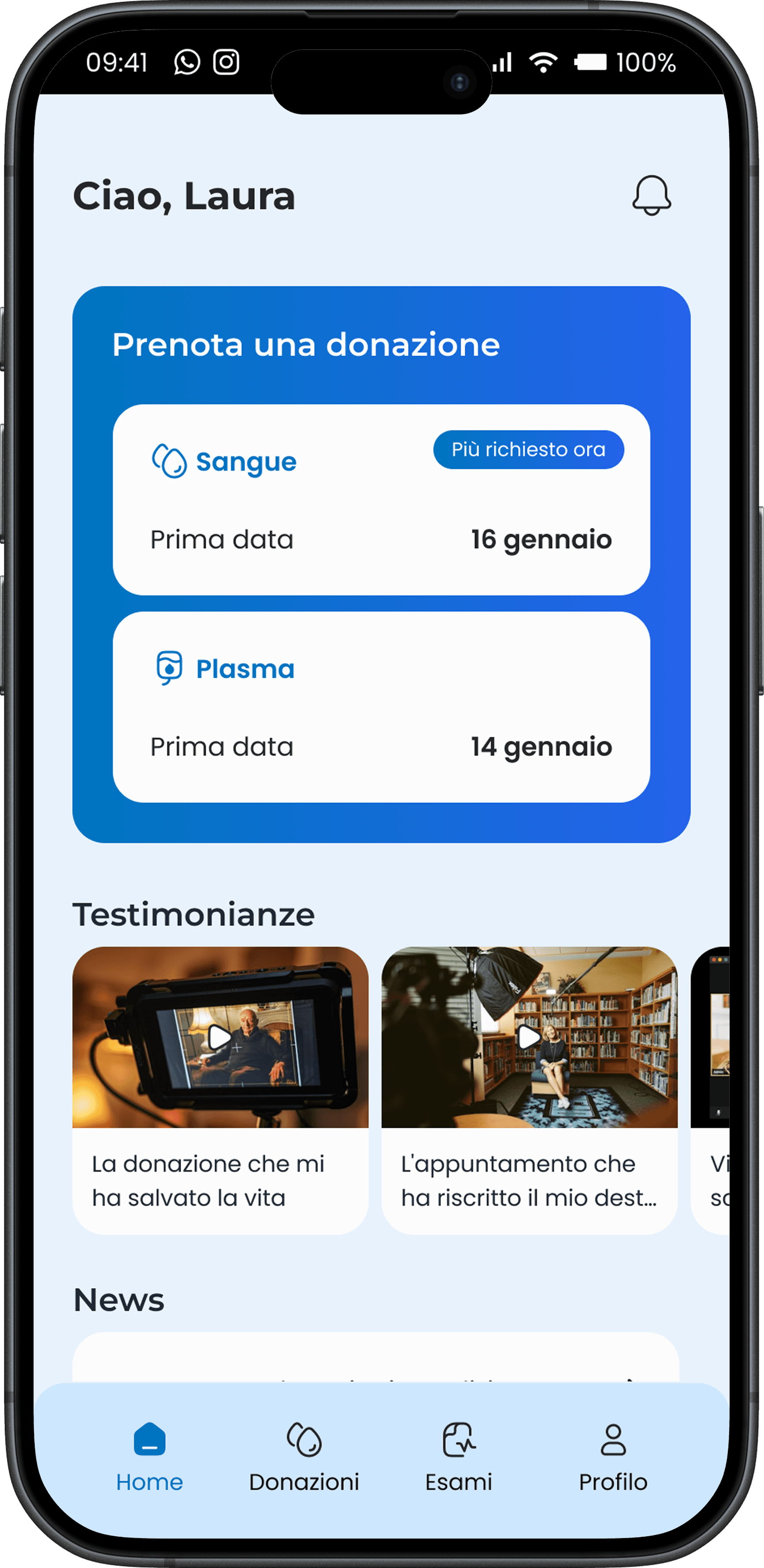 Mockup of the app homepage