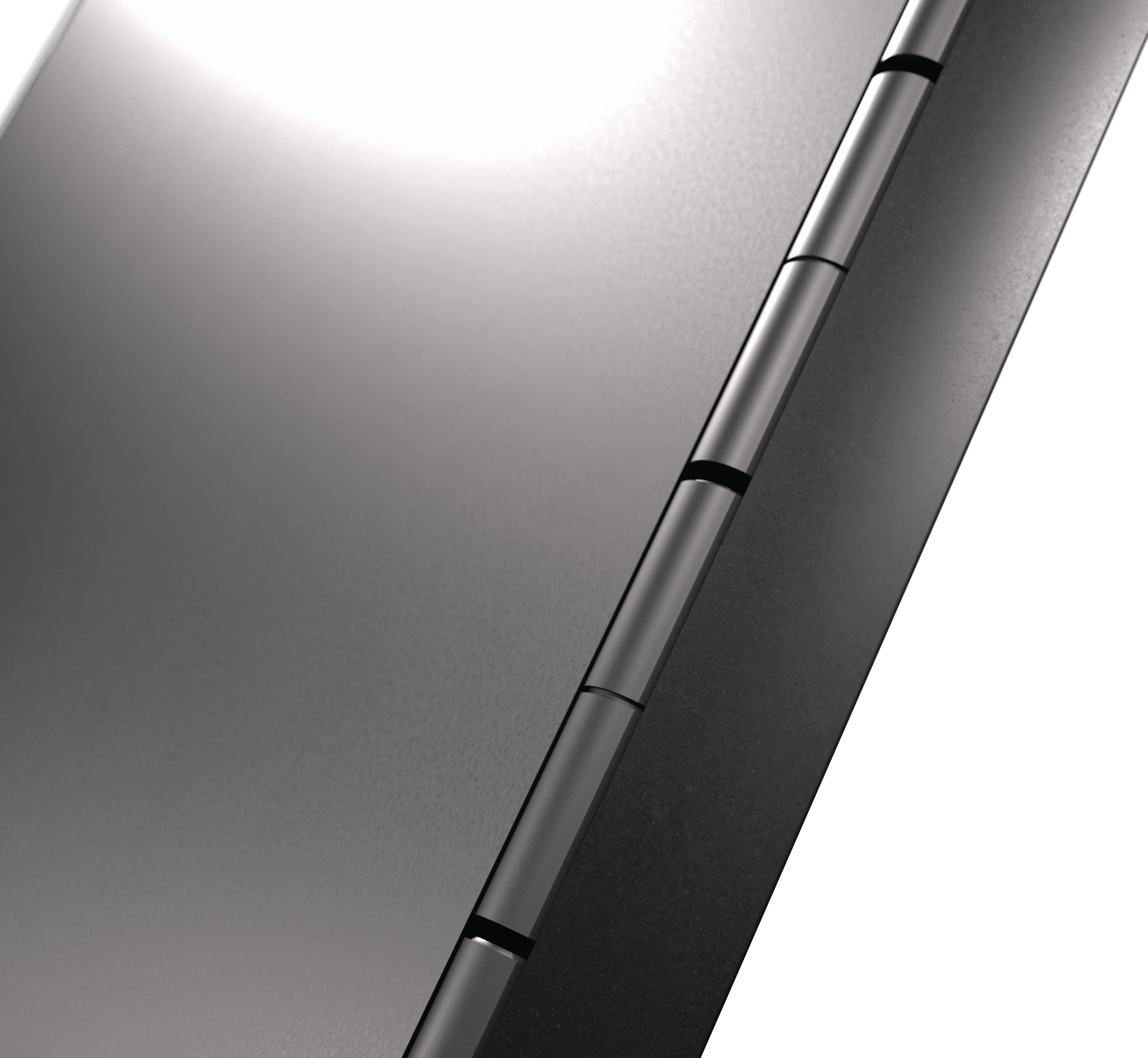 Closeup of the Smartcycle door hinge against grey background.