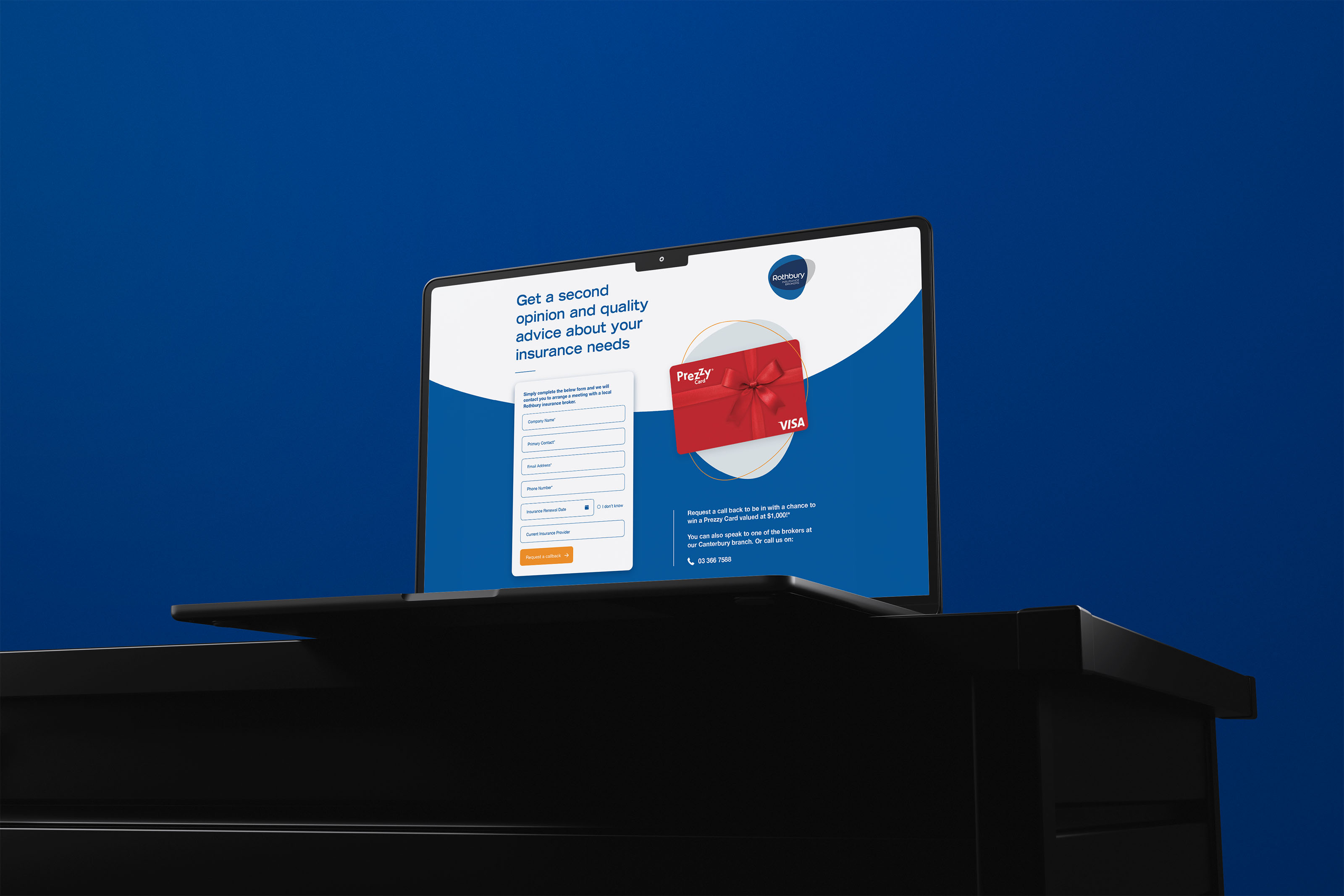 Rothbury Insurance promotional landing page