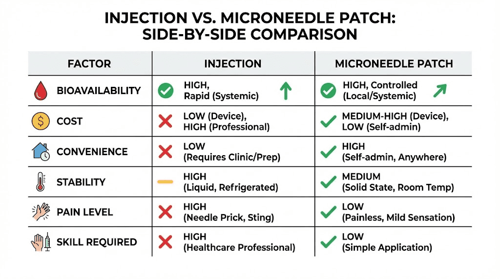 injections vs microneedle peptides