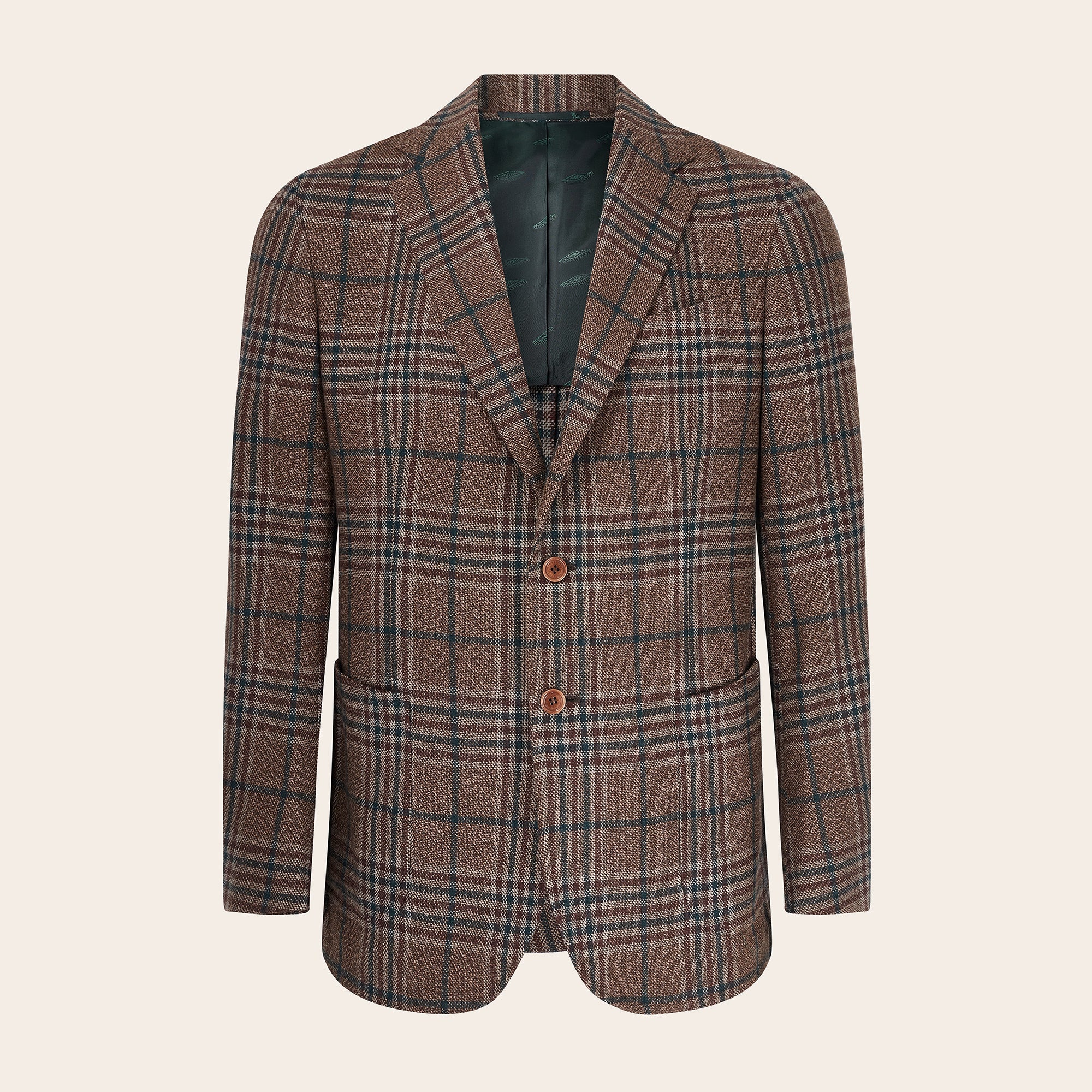 Brown and Green Checked Blazer - Mandelli UK