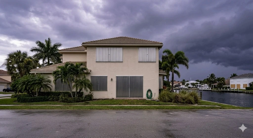 Hurricane accordion shutter installation on a Fort Lauderdale home — Planet Construction FL