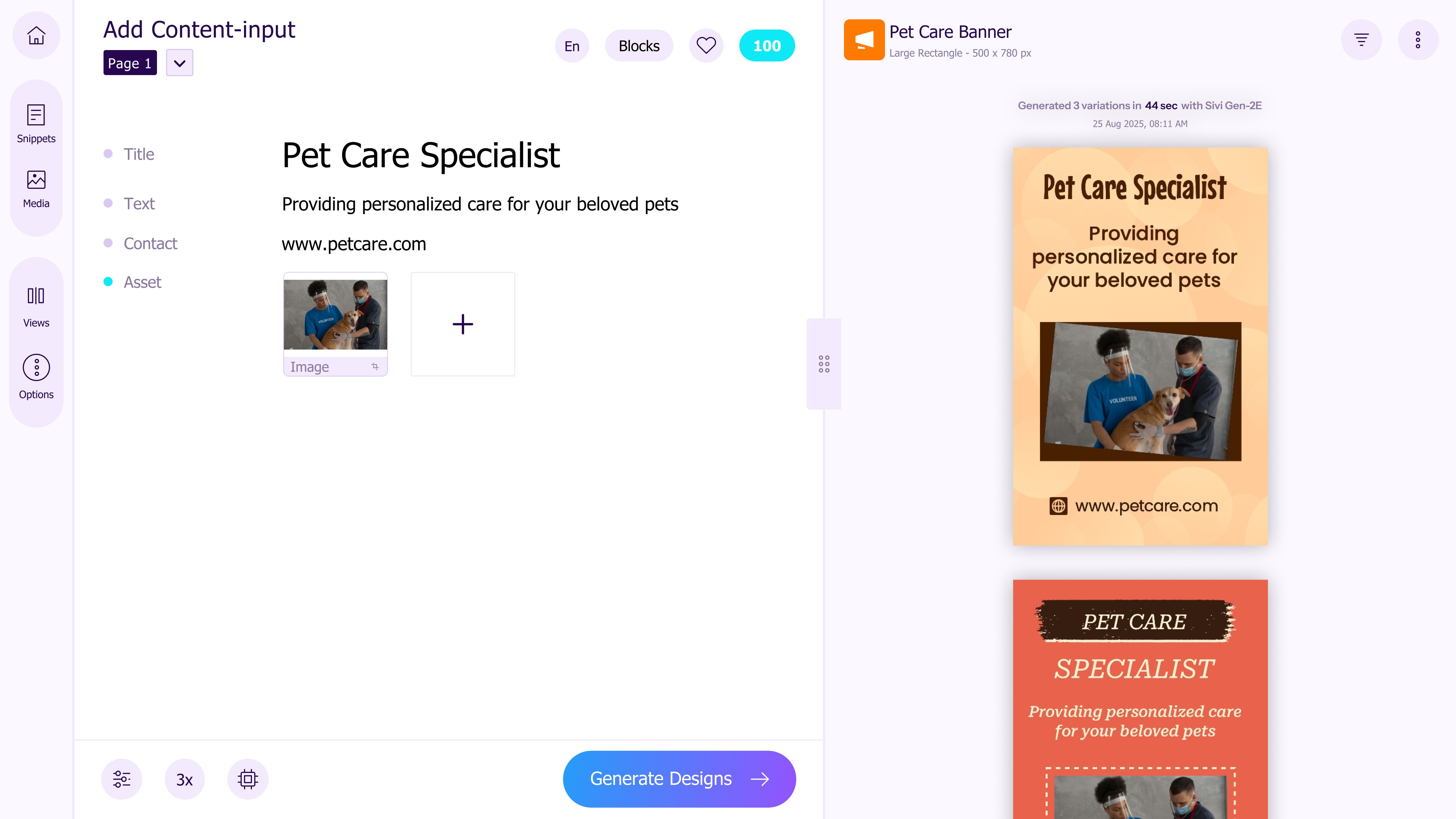 Sivi: Generate hospital banner design with your own content