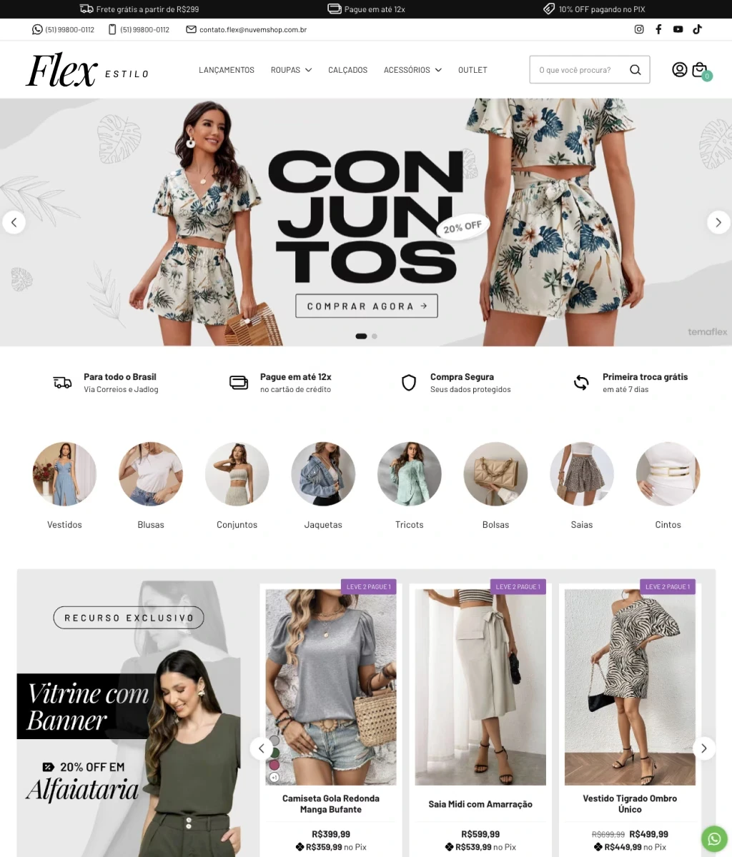 Modelo de loja virtual de roupas femininas