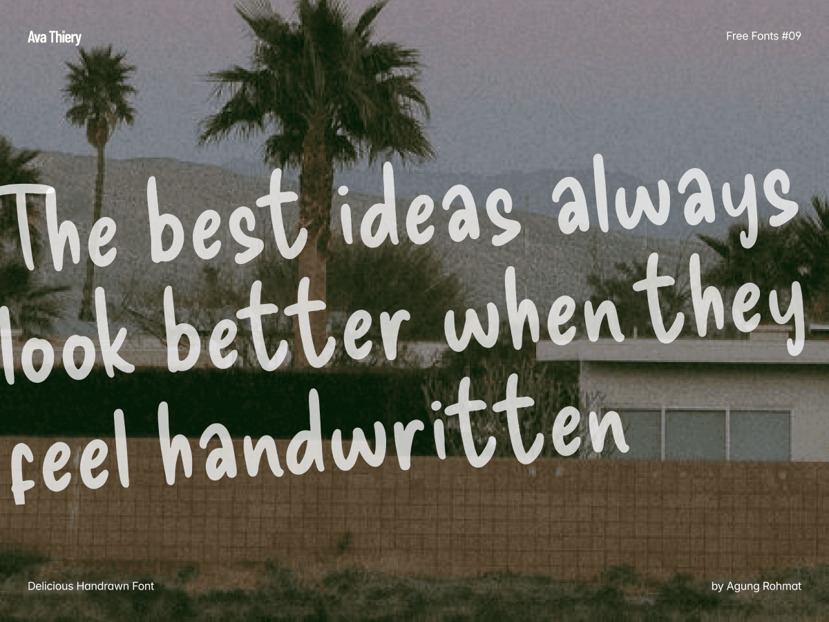Delicious Handrawn playful handwritten font cover by Agung Rohmat — free on Google Fonts