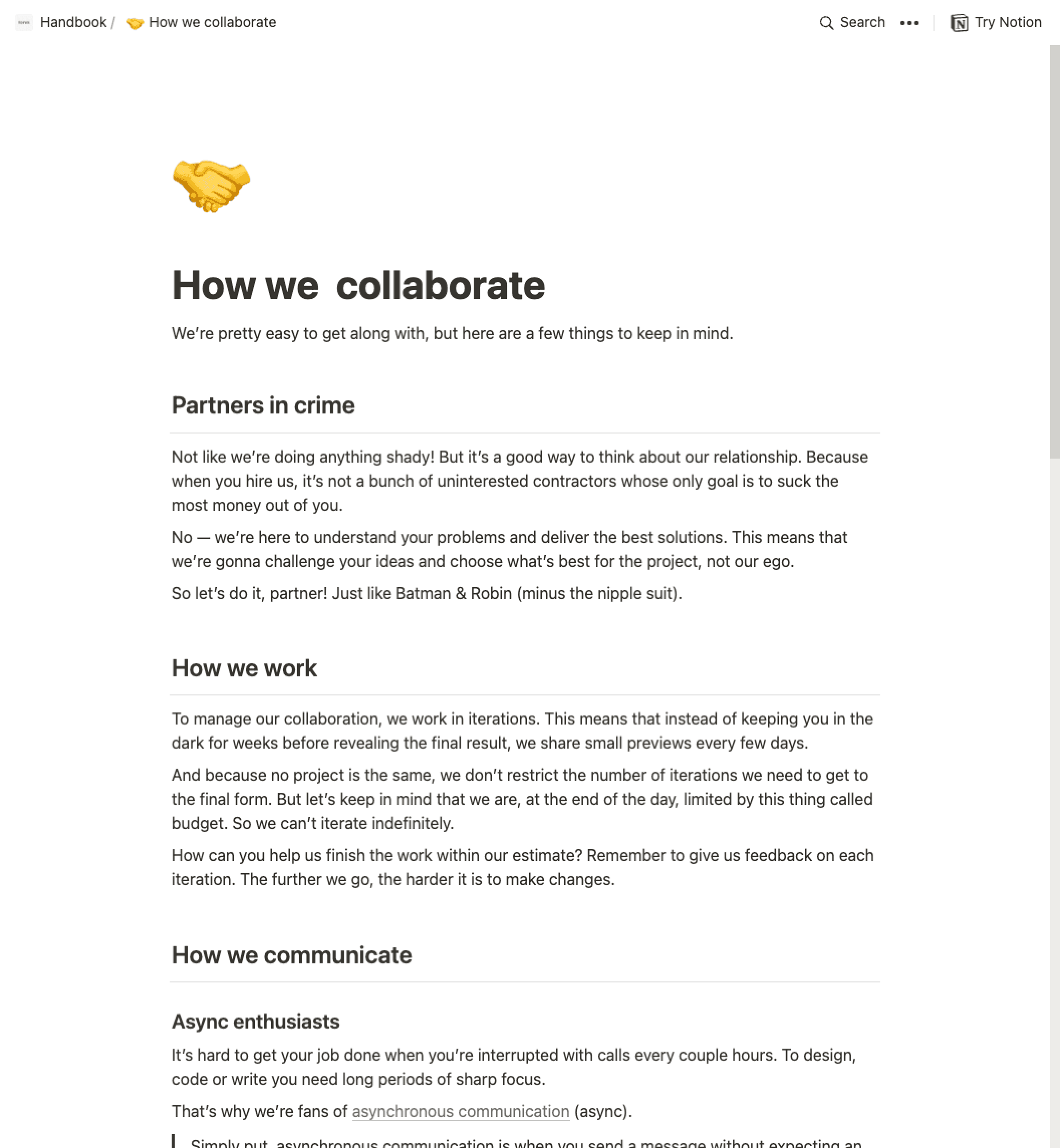 An article from the handbook about how we collaborate with our clients.