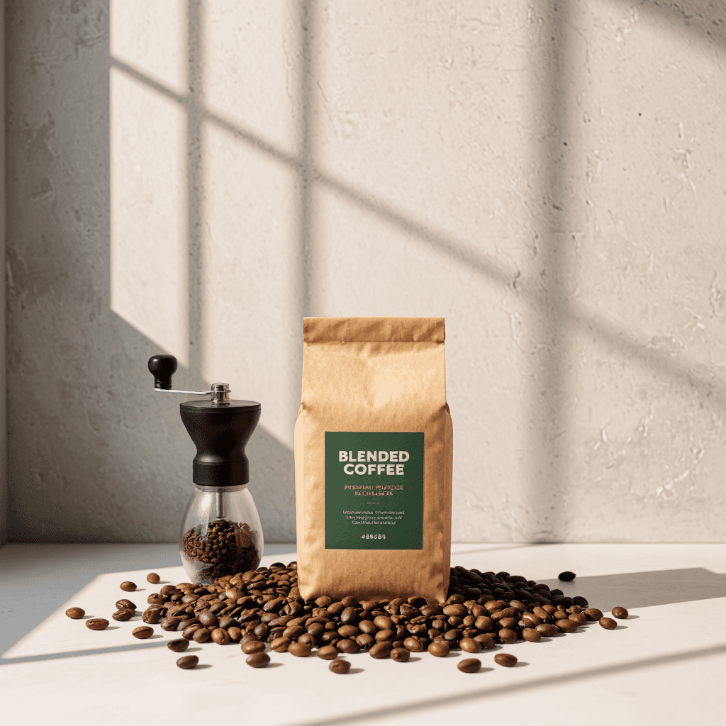 product photography of a box of blended coffee