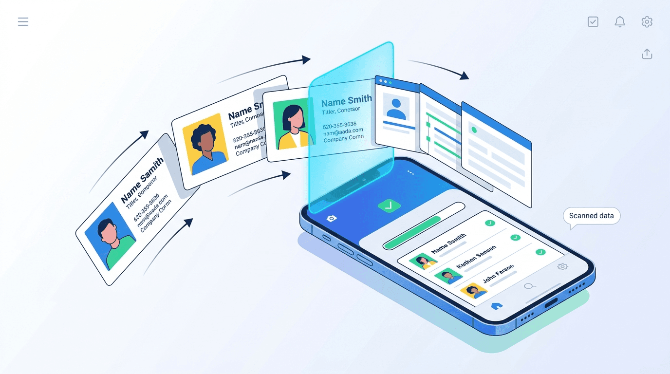 Habsy app batch scanning multiple business cards quickly