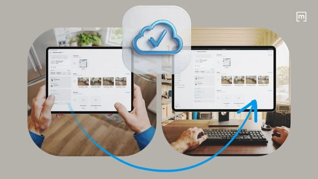 two peole collborating from field to office