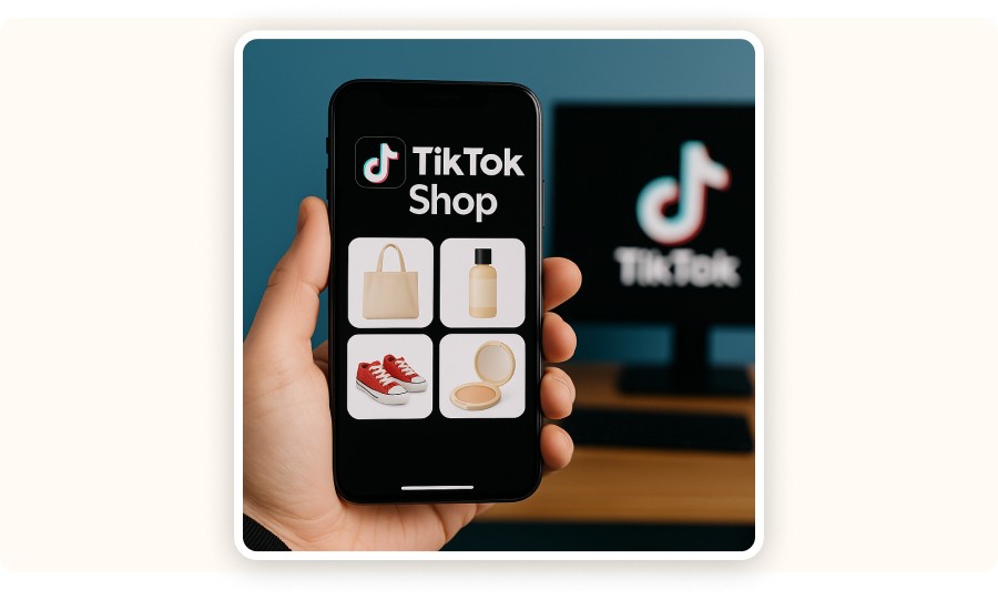 TikTok shop illustration on smartphone