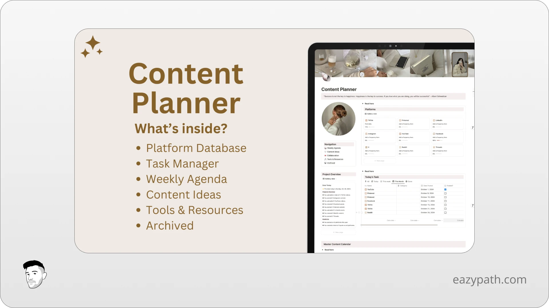 Notion Social Media Template Aesthetic Content Planner