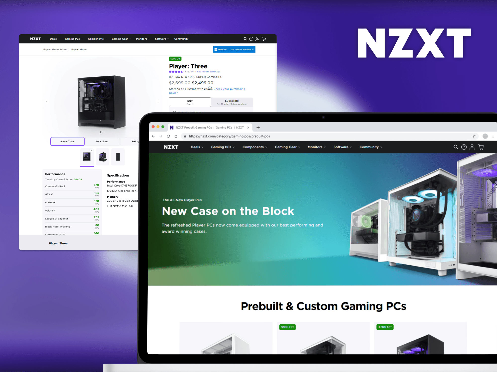 NZXT Prebuilt Landing Page and PDP