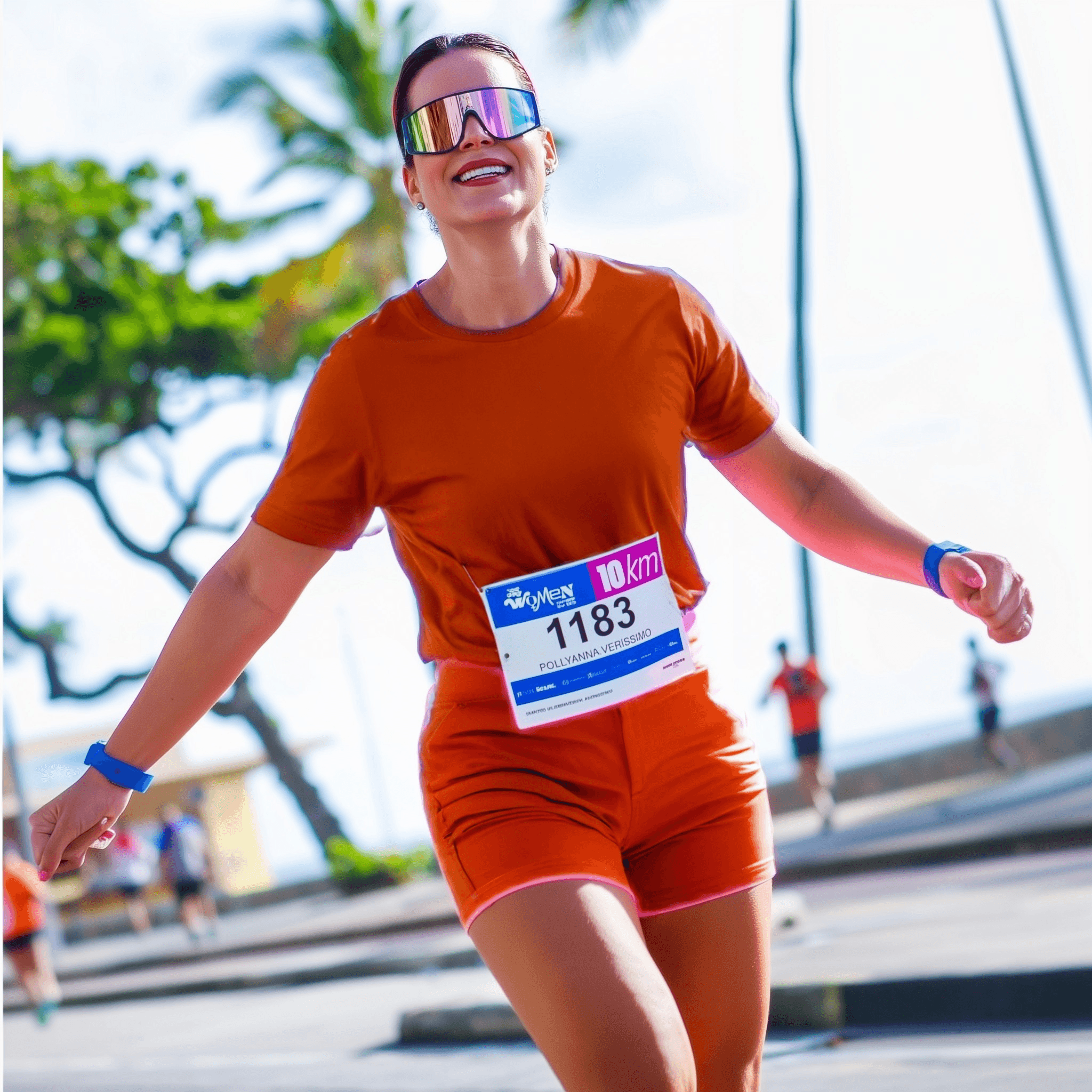 Athlete winning a race