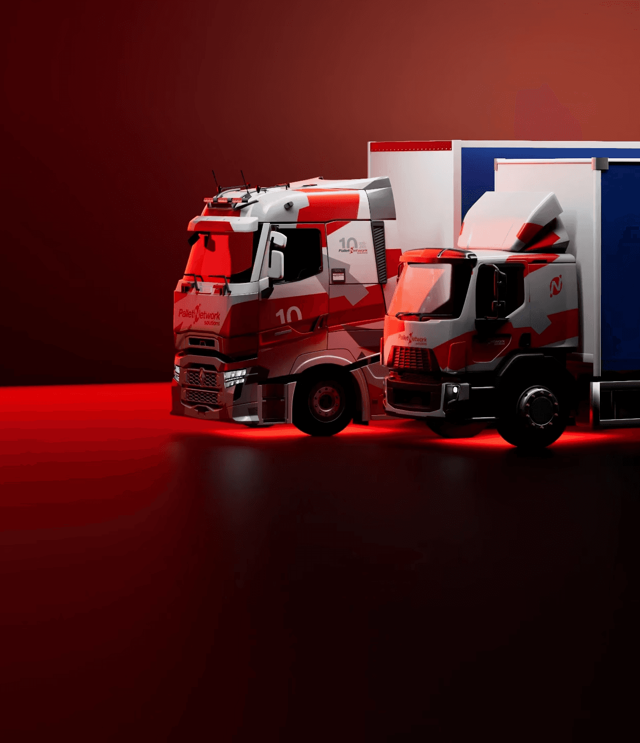Pallet Network Solution two trucks at different sizes side-by-size